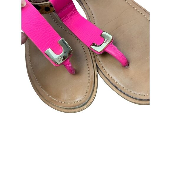 Diane Von Furstenberg flat strappy sandals size 10 bright pink - Picture 4 of 8